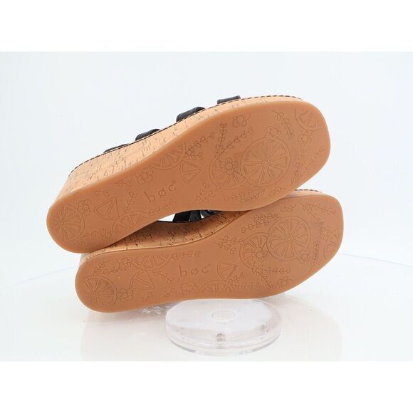 Born BOC Women Cora Sandal Size 10 Black Wedge Platform Vegan Leather Slide Mule - Picture 8 of 11